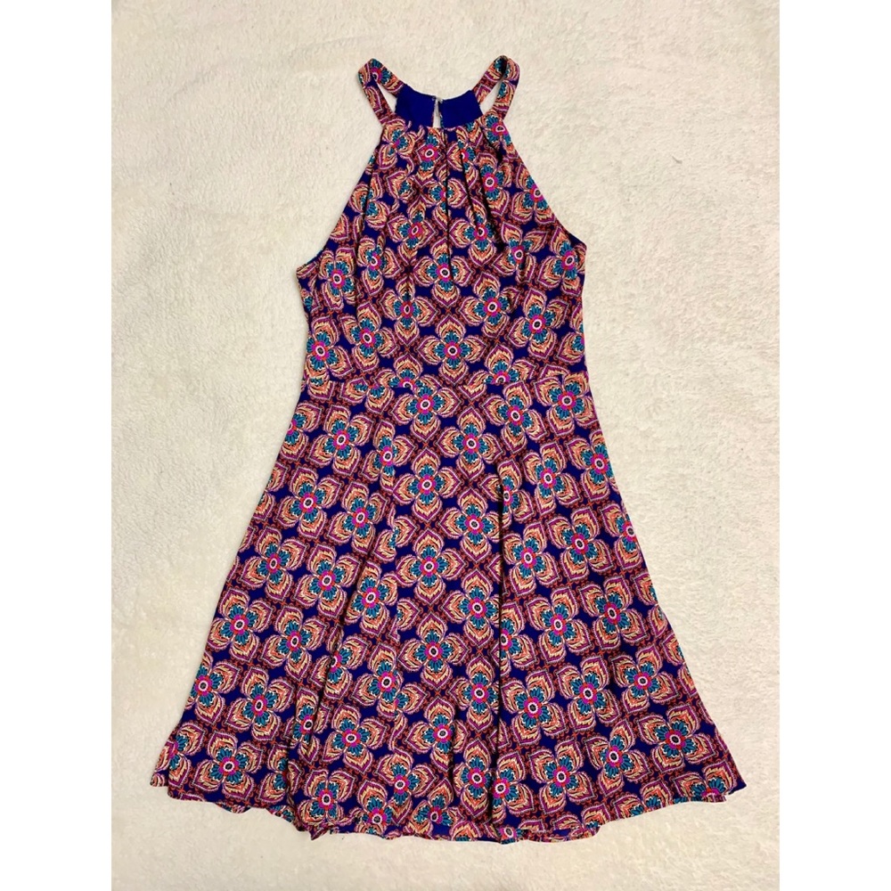 Express Floral Surplice Halter Fit & Flare Dress